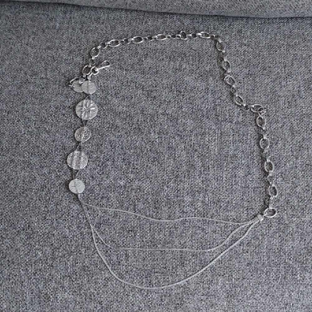 White House Black Market Silver Hammered Steel Chain Belt